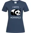 Женская футболка I hate morning panda Темно-синий фото