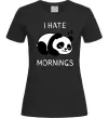 Женская футболка I hate morning panda Черный фото