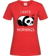 Женская футболка I hate morning panda Красный фото