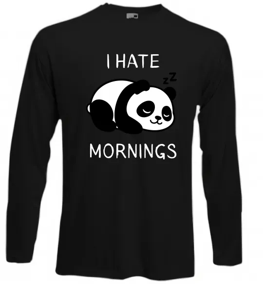 Лонгслив I hate morning panda Черный фото