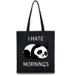 Эко-сумка I hate morning panda Черный фото