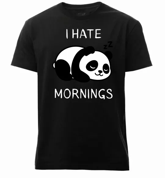 Мужская премиум футболка I hate morning panda Черный фото