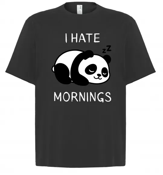 Футболка Оверсайз I hate morning panda Черный фото