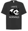 Футболка Оверсайз I hate morning panda Черный фото