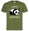 Мужская футболка I hate morning panda Оливковый фото