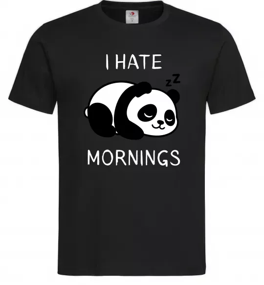 Мужская футболка I hate morning panda Черный фото