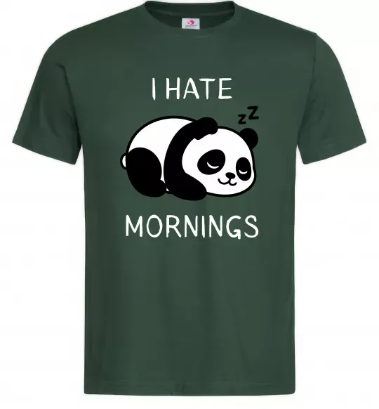 Мужская футболка I hate morning panda Темно-зеленый фото