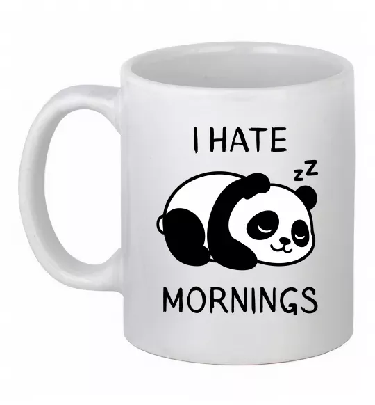 Чашка керамическая I hate morning panda Белый фото