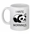 Чашка керамическая I hate morning panda Белый фото