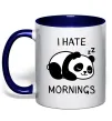 Чашка с цветной ручкой I hate morning panda Глубокий темно-синий фото