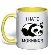 Чашка з кольоровою ручкою I hate morning panda Лимонний фото