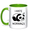 Чашка с цветной ручкой I hate morning panda Зеленый фото
