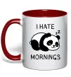 Чашка с цветной ручкой I hate morning panda Красный фото