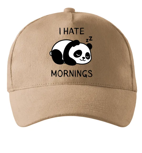 Кепка I hate morning panda Пісочний фото