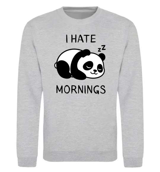Світшот I hate morning panda Сірий меланж фото