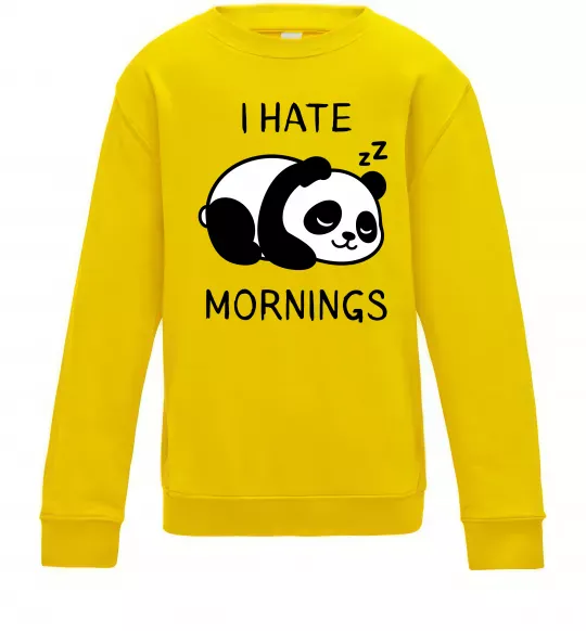 Детский Свитшот I hate morning panda Солнечно желтый фото