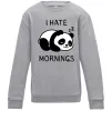 Детский Свитшот I hate morning panda Серый меланж фото