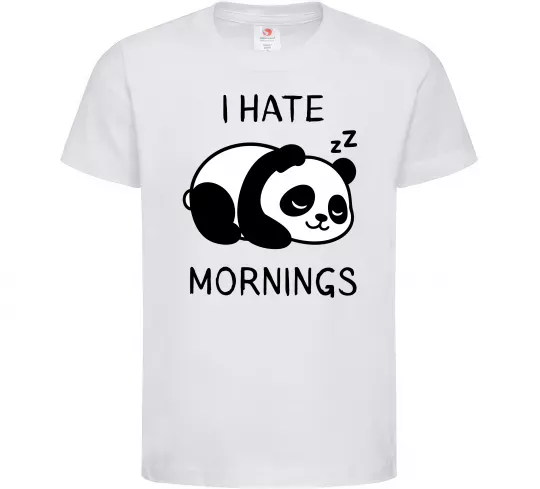 Дитяча футболка I hate morning panda Білий фото