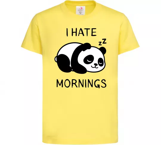 Дитяча футболка I hate morning panda Лимонний фото