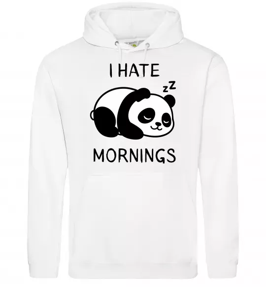 Женская толстовка (худи) I hate morning panda Белый фото