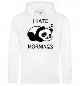 Женская толстовка (худи) I hate morning panda Белый фото