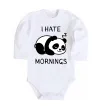 Дитячий бодік I hate morning panda Білий Дитячий бодік I hate morning panda Білий фото