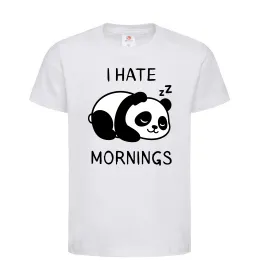 Дитяча футболка I hate morning panda Білий фото