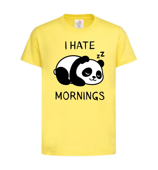 Детская футболка I hate morning panda Лимонный фото