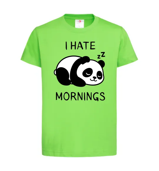 Детская футболка I hate morning panda Лаймовый фото