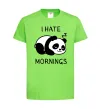 Детская футболка I hate morning panda Лаймовый фото