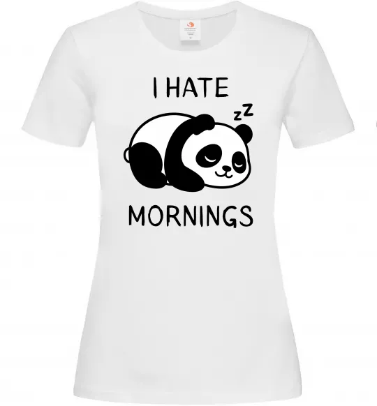 Женская футболка I hate morning panda Белый фото