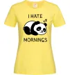 Женская футболка I hate morning panda Лимонный фото