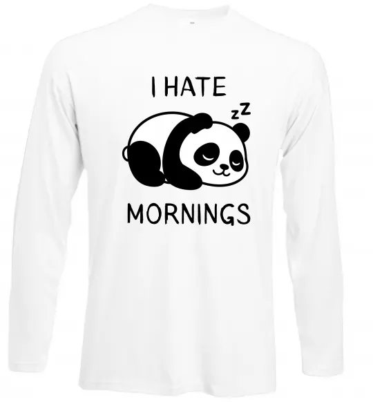 Лонгслив I hate morning panda Белый фото