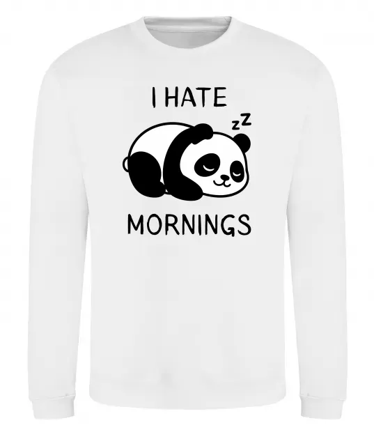 Світшот I hate morning panda Білий фото