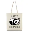 Эко-сумка I hate morning panda Бежевый фото