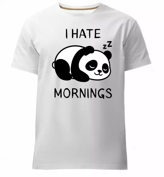 Мужская премиум футболка I hate morning panda Белый фото