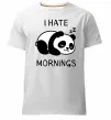 Мужская премиум футболка I hate morning panda Белый фото