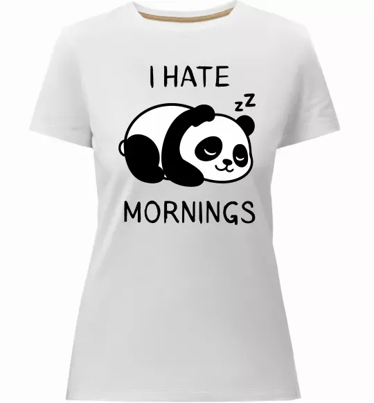Женская премиум футболка I hate morning panda Белый фото