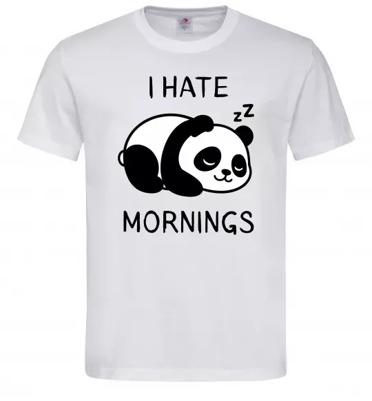 Мужская футболка I hate morning panda Белый фото