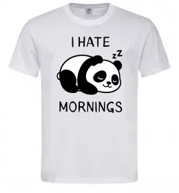 Мужская футболка I hate morning panda Белый фото