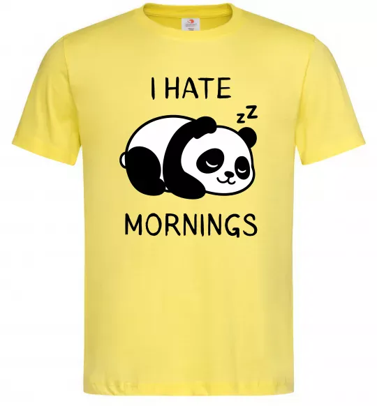 Мужская футболка I hate morning panda Лимонный фото