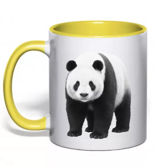Чашка с цветной ручкой Панда повний зріст Солнечно желтый фото