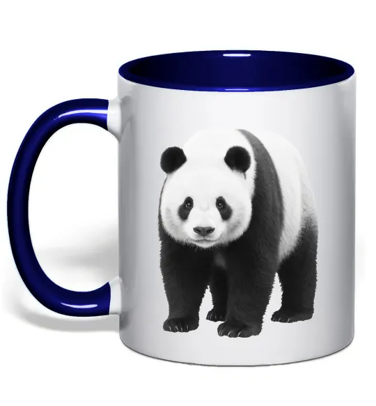Чашка с цветной ручкой Панда повний зріст Глубокий темно-синий фото