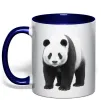 Чашка с цветной ручкой Панда повний зріст Глубокий темно-синий фото