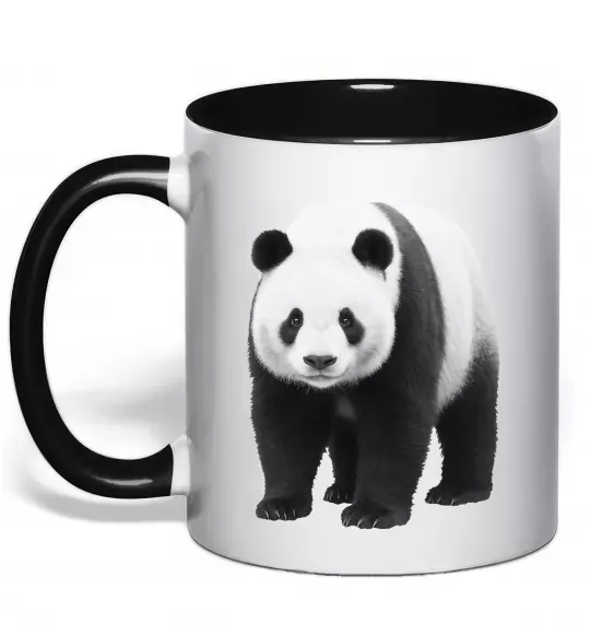 Чашка с цветной ручкой Панда повний зріст Черный фото