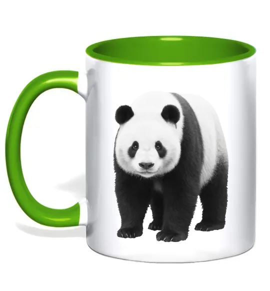Чашка с цветной ручкой Панда повний зріст Лаймовый фото
