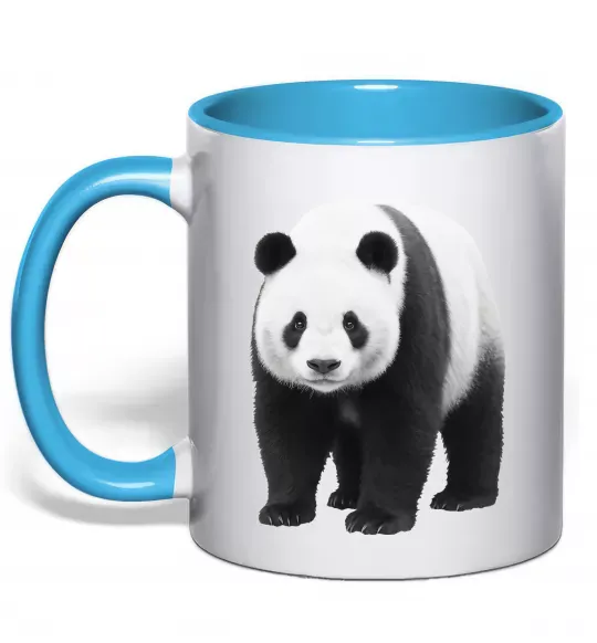 Чашка с цветной ручкой Панда повний зріст Голубой фото