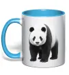 Чашка с цветной ручкой Панда повний зріст Голубой фото