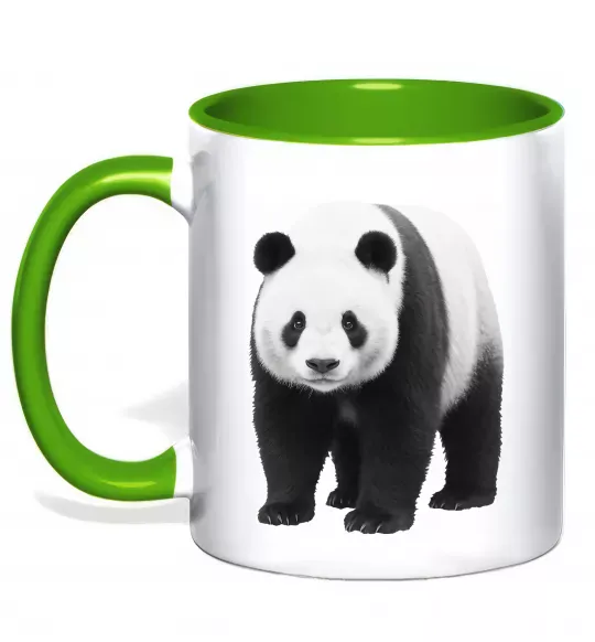 Чашка с цветной ручкой Панда повний зріст Зеленый фото