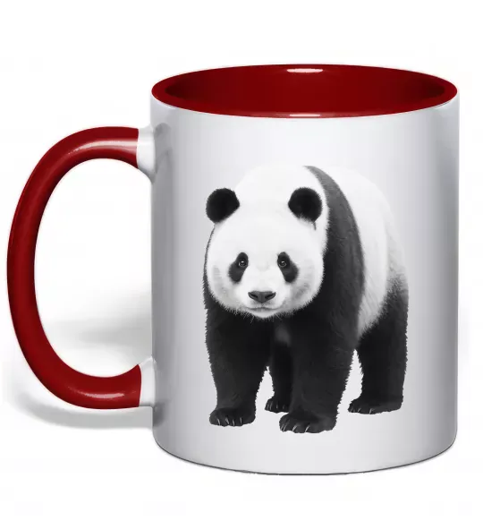 Чашка с цветной ручкой Панда повний зріст Красный фото